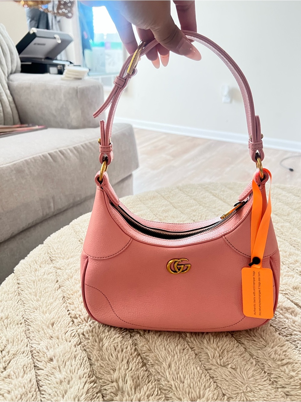 Gucci Coral Pink Shoulder Bag with Gold GG Hardware